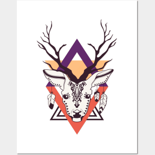 Cartoon Abstract Deer Art Print Posters and Art